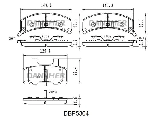 DBP5304 DANAHER Комплект тормозных колодок, дисковый тормоз (фото 1)