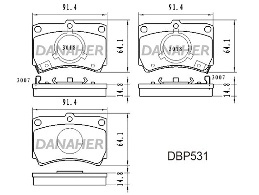 DBP531 DANAHER Комплект тормозных колодок, дисковый тормоз (фото 1)