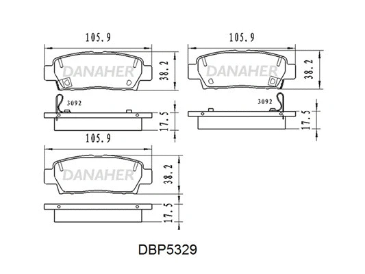 DBP5329 DANAHER Комплект тормозных колодок, дисковый тормоз (фото 1)