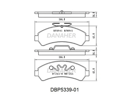 DBP5339-01 DANAHER Комплект тормозных колодок, дисковый тормоз (фото 1)