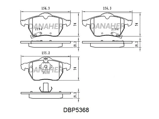 DBP5368 DANAHER Комплект тормозных колодок, дисковый тормоз (фото 1)