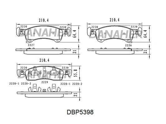 DBP5398 DANAHER Комплект тормозных колодок, дисковый тормоз (фото 1)
