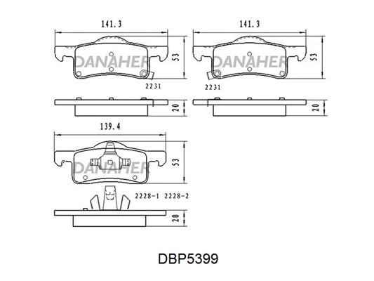 DBP5399 DANAHER Комплект тормозных колодок, дисковый тормоз (фото 1)