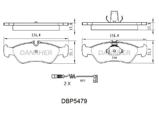 DBP5479 DANAHER Комплект тормозных колодок, дисковый тормоз (фото 1)