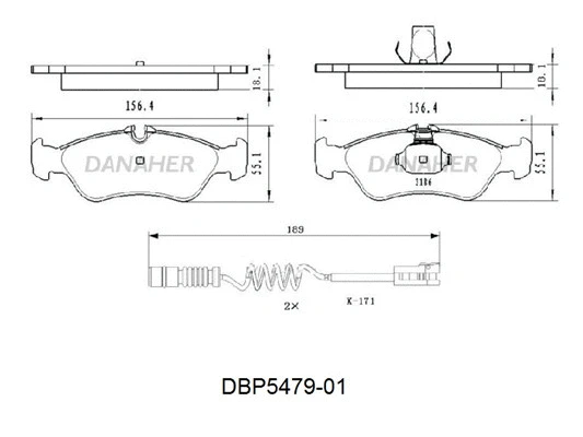 DBP5479-01 DANAHER Комплект тормозных колодок, дисковый тормоз (фото 1)