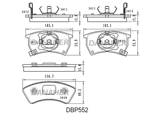 DBP552 DANAHER Комплект тормозных колодок, дисковый тормоз (фото 1)