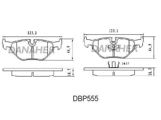 DBP555 DANAHER Комплект тормозных колодок, дисковый тормоз (фото 1)