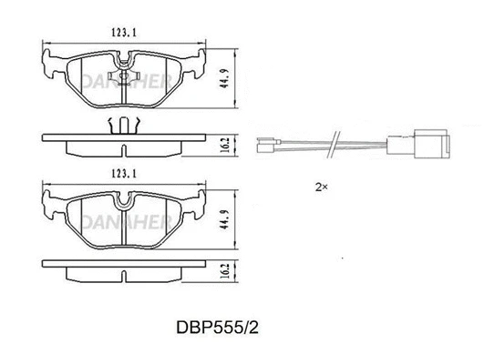 DBP555/2 DANAHER Комплект тормозных колодок, дисковый тормоз (фото 1)