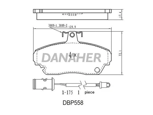 DBP558 DANAHER Комплект тормозных колодок, дисковый тормоз (фото 1)