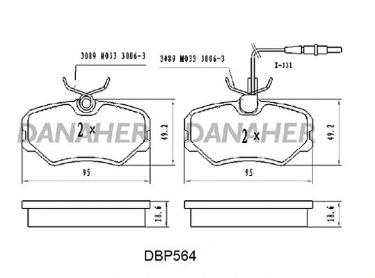 DBP564 DANAHER Комплект тормозных колодок, дисковый тормоз (фото 1)