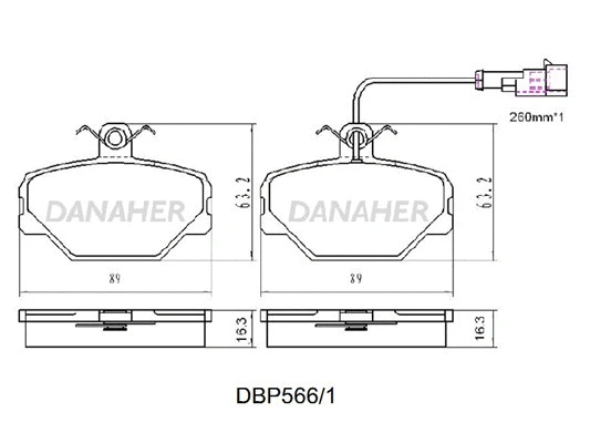 DBP566/1 DANAHER Комплект тормозных колодок, дисковый тормоз (фото 1)