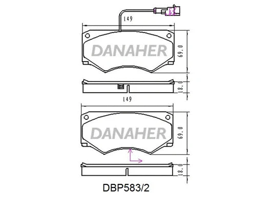 DBP583/2 DANAHER Комплект тормозных колодок, дисковый тормоз (фото 1)