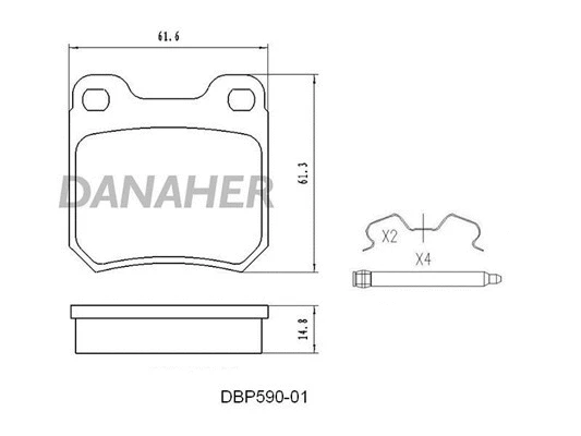 DBP590-01 DANAHER Комплект тормозных колодок, дисковый тормоз (фото 1)