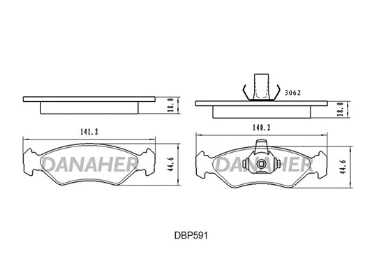 DBP591 DANAHER Комплект тормозных колодок, дисковый тормоз (фото 1)