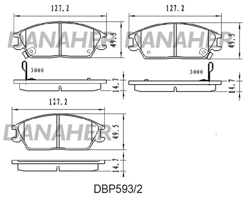 DBP593/2 DANAHER Комплект тормозных колодок, дисковый тормоз (фото 1)