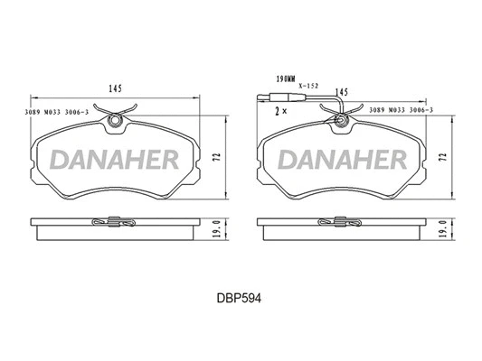 DBP594 DANAHER Комплект тормозных колодок, дисковый тормоз (фото 1)