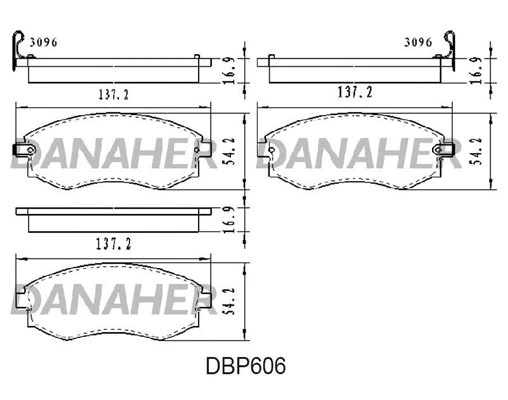 DBP606 DANAHER Комплект тормозных колодок, дисковый тормоз (фото 1)