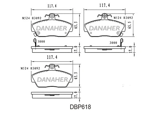 DBP618 DANAHER Комплект тормозных колодок, дисковый тормоз (фото 1)