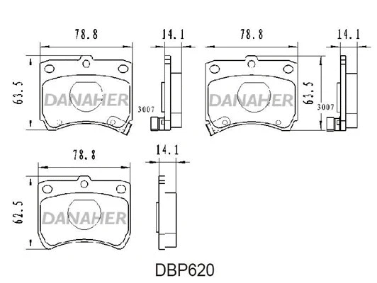 DBP620 DANAHER Комплект тормозных колодок, дисковый тормоз (фото 1)