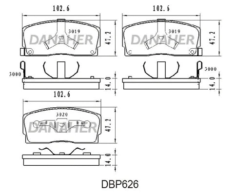 DBP626 DANAHER Комплект тормозных колодок, дисковый тормоз (фото 1)