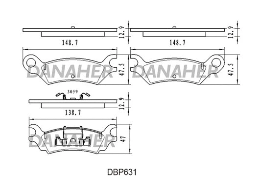 DBP631 DANAHER Комплект тормозных колодок, дисковый тормоз (фото 1)