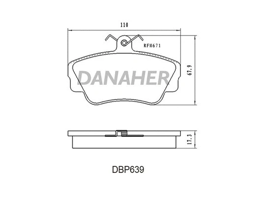 DBP639 DANAHER Комплект тормозных колодок, дисковый тормоз (фото 1)