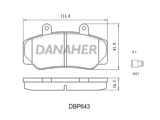 DBP643 DANAHER Комплект тормозных колодок, дисковый тормоз (фото 1)