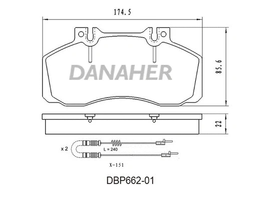 DBP662-01 DANAHER Комплект тормозных колодок, дисковый тормоз (фото 1)