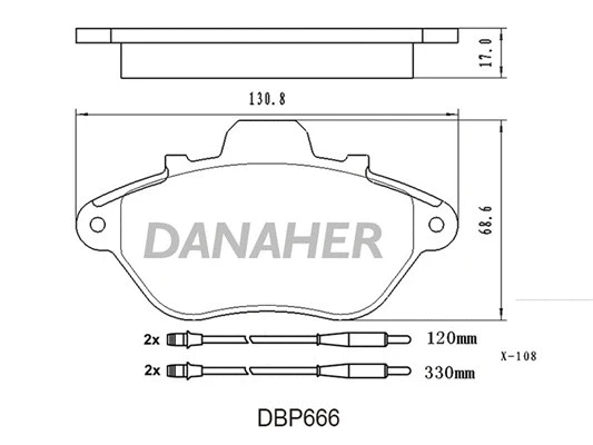 DBP666 DANAHER Комплект тормозных колодок, дисковый тормоз (фото 1)