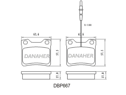 DBP667 DANAHER Комплект тормозных колодок, дисковый тормоз (фото 1)
