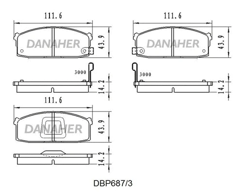 DBP687/3 DANAHER Комплект тормозных колодок, дисковый тормоз (фото 1)