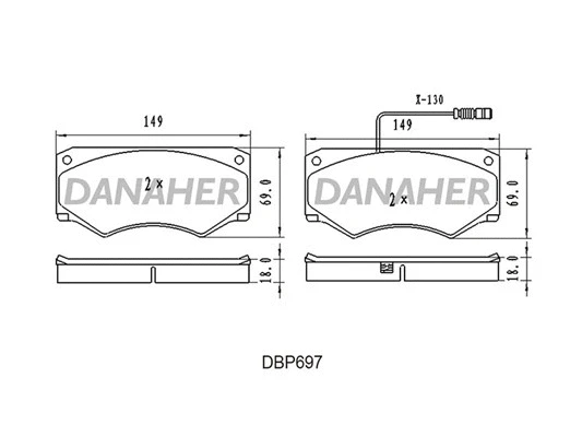 DBP697 DANAHER Комплект тормозных колодок, дисковый тормоз (фото 1)