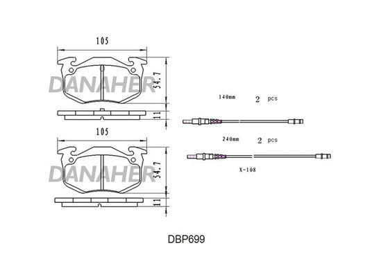 DBP699 DANAHER Комплект тормозных колодок, дисковый тормоз (фото 1)