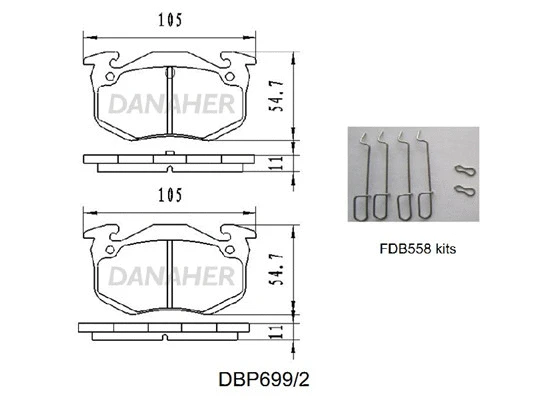 DBP699/2 DANAHER Комплект тормозных колодок, дисковый тормоз (фото 1)