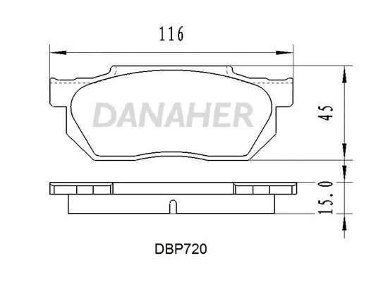 DBP720 DANAHER Комплект тормозных колодок, дисковый тормоз (фото 1)