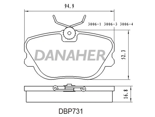 DBP731 DANAHER Комплект тормозных колодок, дисковый тормоз (фото 1)