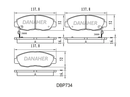 DBP734 DANAHER Комплект тормозных колодок, дисковый тормоз (фото 1)