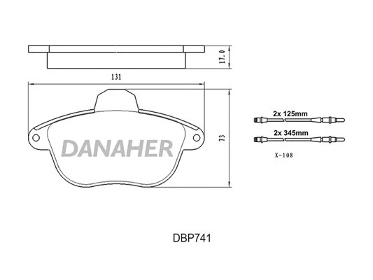 DBP74/1 DANAHER Комплект тормозных колодок, дисковый тормоз (фото 2)