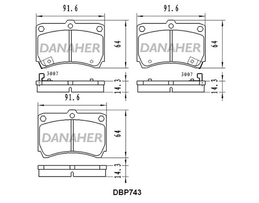 DBP743 DANAHER Комплект тормозных колодок, дисковый тормоз (фото 1)