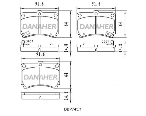 DBP743/1 DANAHER Комплект тормозных колодок, дисковый тормоз (фото 1)