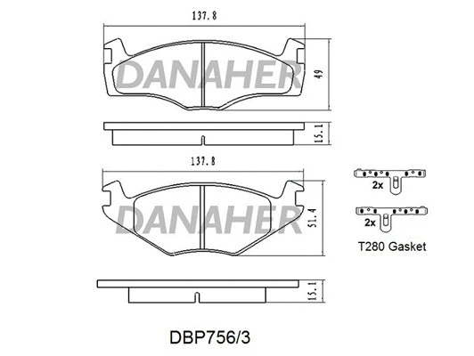 DBP756/3 DANAHER Комплект тормозных колодок, дисковый тормоз (фото 1)