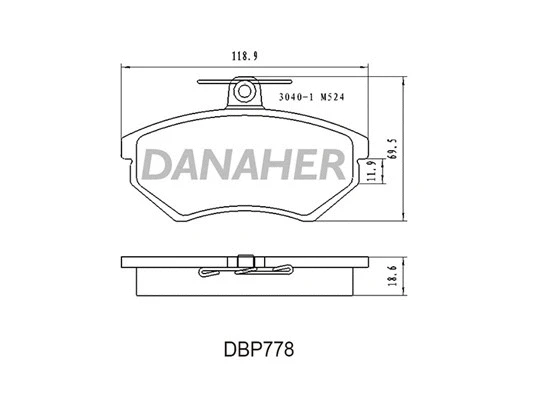 DBP778 DANAHER Комплект тормозных колодок, дисковый тормоз (фото 1)