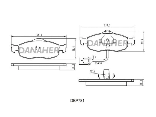 DBP78/1 DANAHER Комплект тормозных колодок, дисковый тормоз (фото 2)