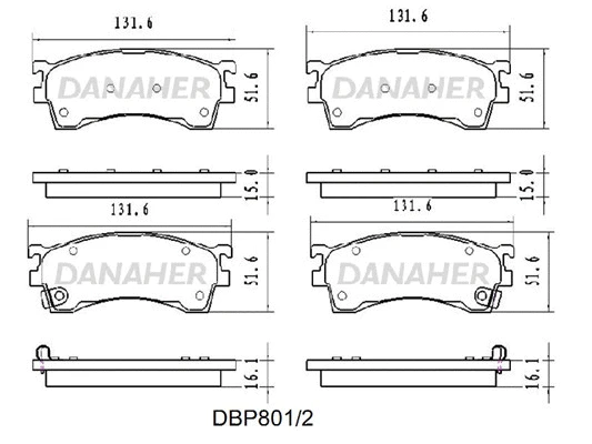 DBP801/2 DANAHER Комплект тормозных колодок, дисковый тормоз (фото 1)