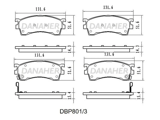 DBP801/3 DANAHER Комплект тормозных колодок, дисковый тормоз (фото 1)