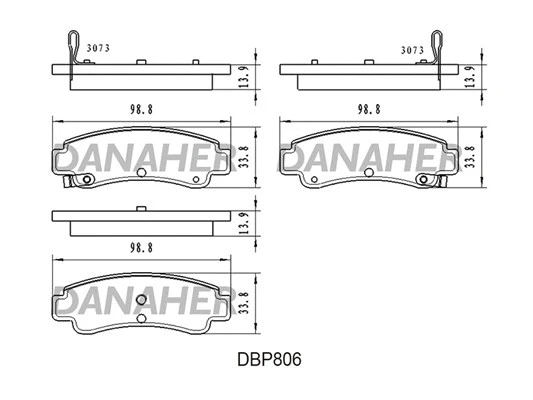 DBP806 DANAHER Комплект тормозных колодок, дисковый тормоз (фото 1)
