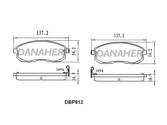 DBP812 DANAHER Комплект тормозных колодок, дисковый тормоз (фото 1)
