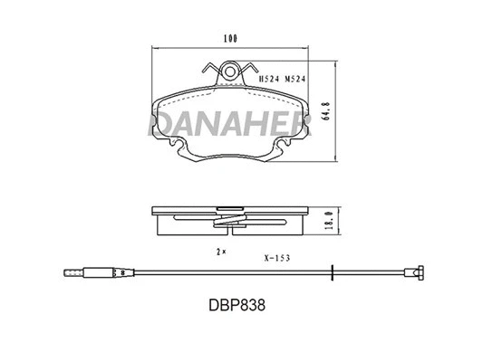 DBP838 DANAHER Комплект тормозных колодок, дисковый тормоз (фото 1)