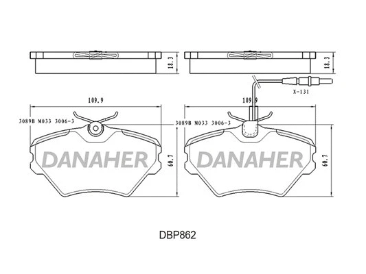 DBP862 DANAHER Комплект тормозных колодок, дисковый тормоз (фото 1)