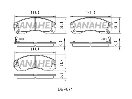 DBP871 DANAHER Комплект тормозных колодок, дисковый тормоз (фото 1)